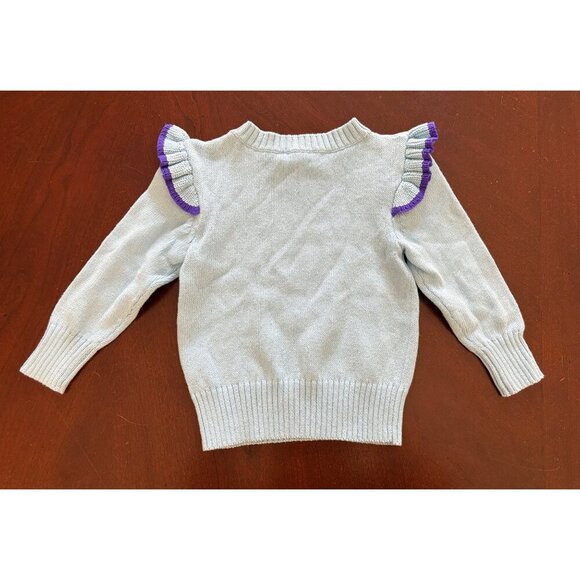 J. Crew Crewcuts NWT Blue Ruffled Shoulder Sweater Size 2 Toddler Spring Easte - Picture 2 of 7